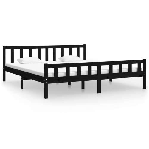 Okvir za krevet od masivnog drva crni 160 x 200 cm - Crna 160 x 200 cm Cijena