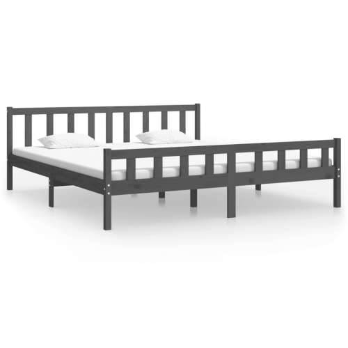 Okvir za krevet od masivnog drva sivi 180 x 200 cm veliki - Siva 180 x 200 cm Cijena