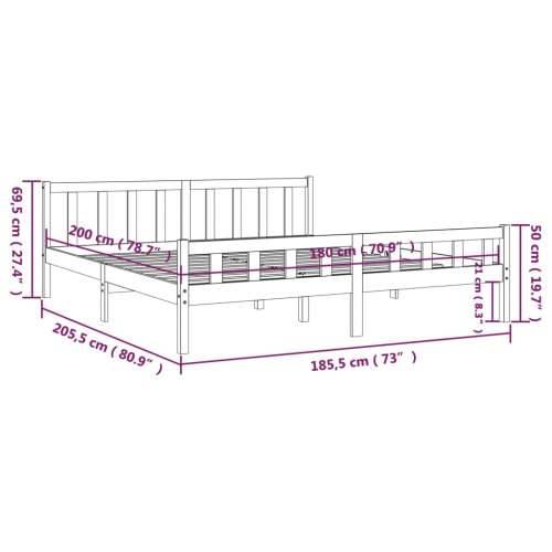 Okvir za krevet od masivnog drva sivi 180 x 200 cm veliki - Siva 180 x 200 cm Cijena