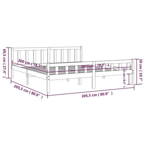 Okvir za krevet od masivnog drva crni 200 x 200 cm - Crna 200 x 200 cm Cijena
