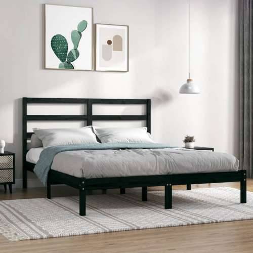 Okvir za krevet od masivne borovine crni 140 x 190 cm - Crna 140 x 190 cm Cijena
