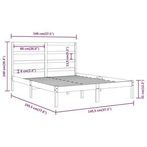Okvir za krevet od masivne borovine crni 140 x 190 cm - Crna 140 x 190 cm Cijena