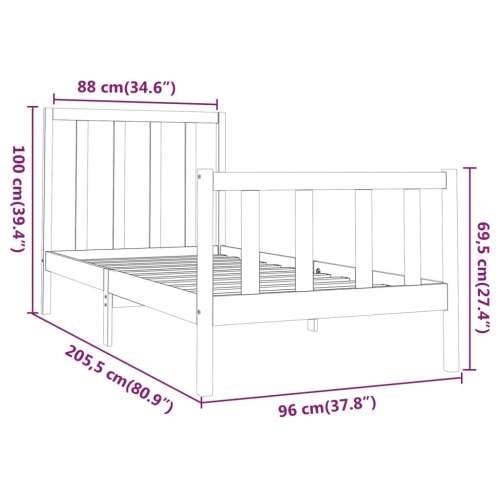 Okvir kreveta bez madraca bijeli 90 x 200 cm masivna borovina - Bijela 90 x 200 cm Cijena