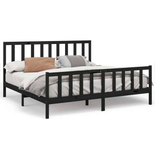 Okvir za krevet od masivne borovine crni 200 x 200 cm - Crna 200 x 200 cm Cijena
