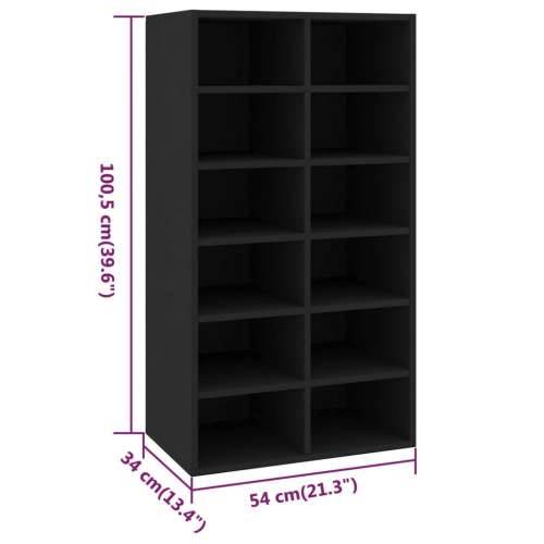 Stalak za cipele crni 54 x 34 x 100,5 cm konstruirano drvo - Crna 1 Cijena