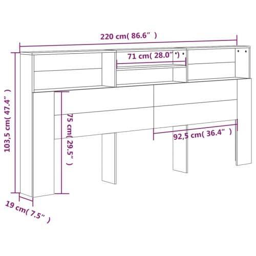 Uzglavlje s ormarićem boja hrasta sonome 220 x 19 x 103,5 cm - sonoma hrast 1 Cijena