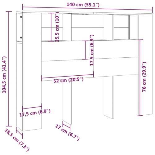 Uzglavlje s ormarićem crno 140 x 18,5 x 104,5 cm - Crna 1 Cijena