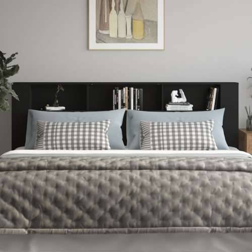 Uzglavlje s ormarićem crno 220x18,5x104,5 cm - Crna 1 Cijena