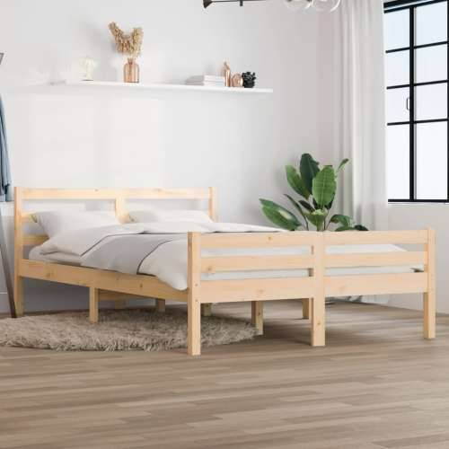 Okvir za krevet od masivnog drva 140 x 190 cm Prirodna 140 x 190 cm Cijena