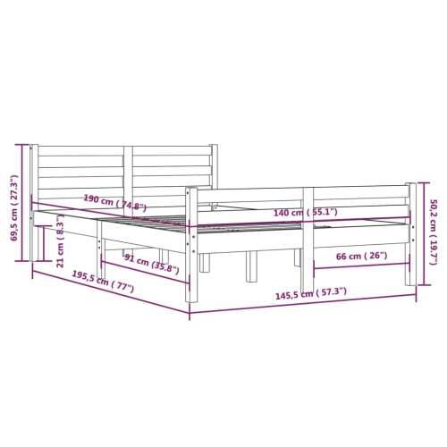 Okvir za krevet od masivnog drva 140 x 190 cm Prirodna 140 x 190 cm Cijena