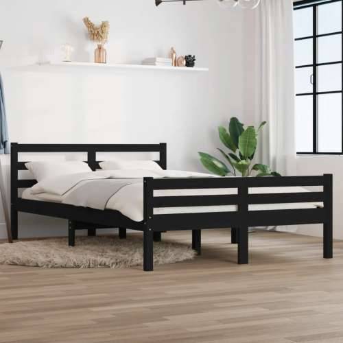 Okvir za krevet od masivnog drva crni 140 x 190 cm - Crna 140 x 190 cm Cijena