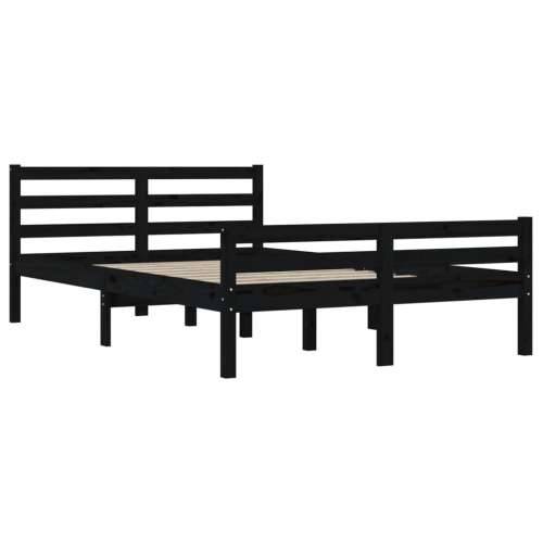 Okvir za krevet od masivnog drva crni 140 x 190 cm - Crna 140 x 190 cm Cijena