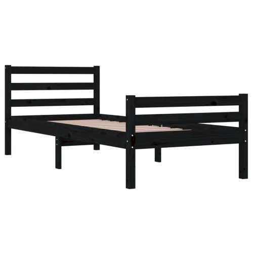 Okvir za krevet od masivnog drva crni 90 x 200 cm Crna 90 x 200 cm Cijena