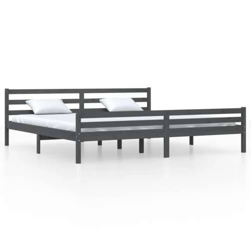 Okvir za krevet od masivnog drva sivi 200 x 200 cm - Siva 200 x 200 cm Cijena