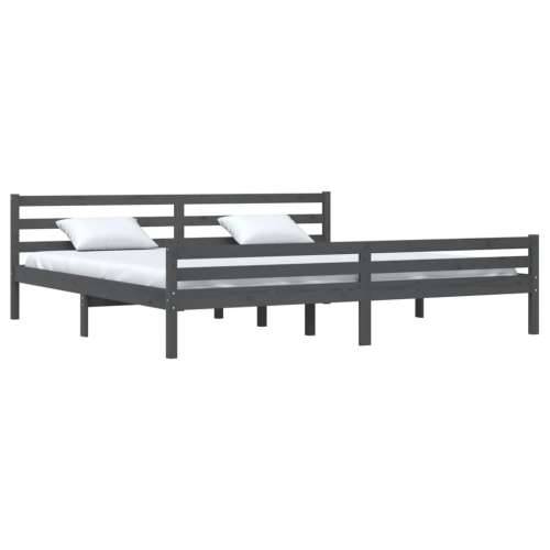 Okvir za krevet od masivnog drva sivi 200 x 200 cm - Siva 200 x 200 cm Cijena
