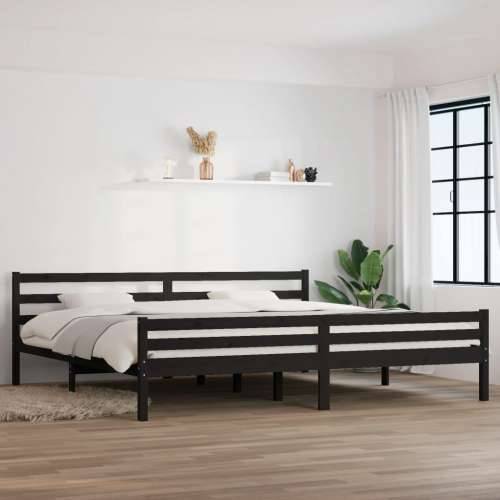 Okvir za krevet od masivnog drva crni 200 x 200 cm - Crna 200 x 200 cm Cijena