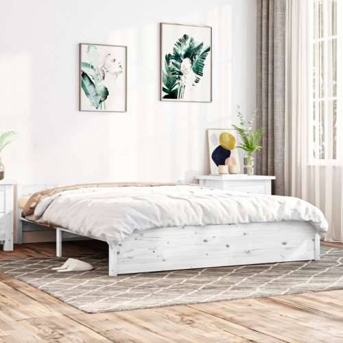Okvir za krevet od masivnog drva bijeli 140 x 190 cm - Bijela 140 x 190 cm Cijena
