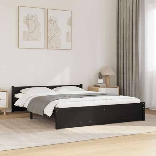 Okvir za krevet od masivnog drva crni 140 x 190 cm - Crna 140 x 190 cm Cijena