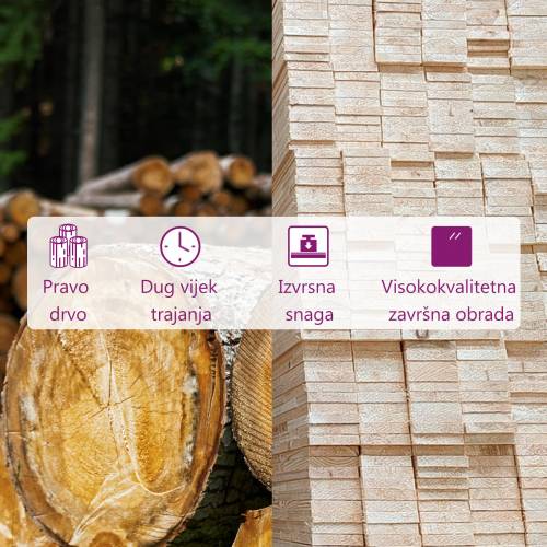 Okvir za krevet od masivnog drva 90 x 200 cm - Prirodna 90 x 200 cm Cijena