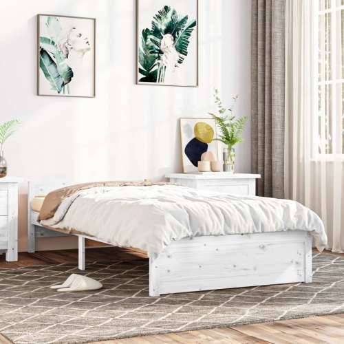 Okvir za krevet od masivnog drva bijeli 90 x 200 cm - Bijela 90 x 200 cm Cijena