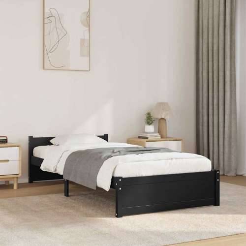 Okvir za krevet od masivnog drva crni 90 x 200 cm - Crna 90 x 200 cm Cijena