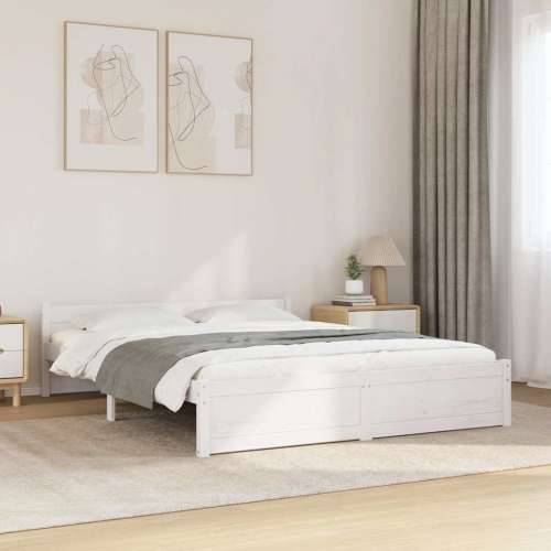 Okvir za krevet od masivnog drva bijeli 140 x 200 cm - Bijela 140 x 200 cm Cijena