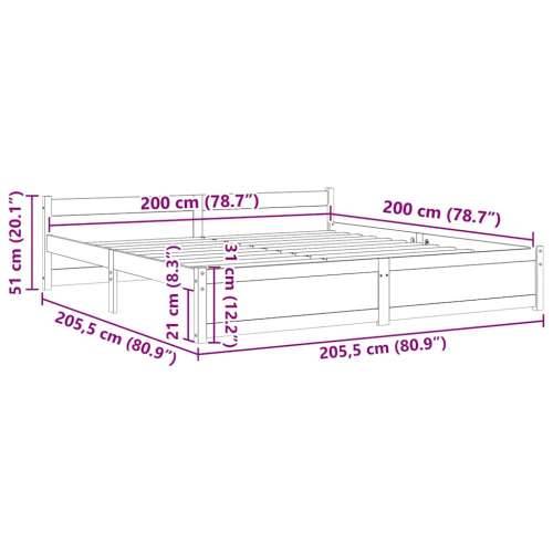 Okvir za krevet od masivnog drva bijeli 200 x 200 cm - Bijela 200 x 200 cm Cijena