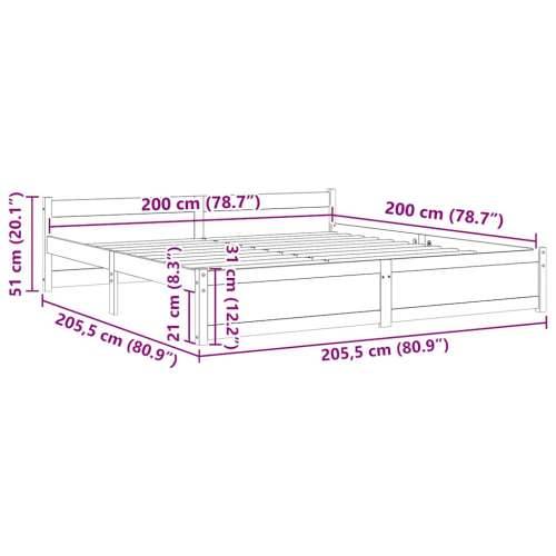 Okvir za krevet od masivnog drva smeđa boja meda 200 x 200 cm - boja meda 200 x 200 cm Cijena