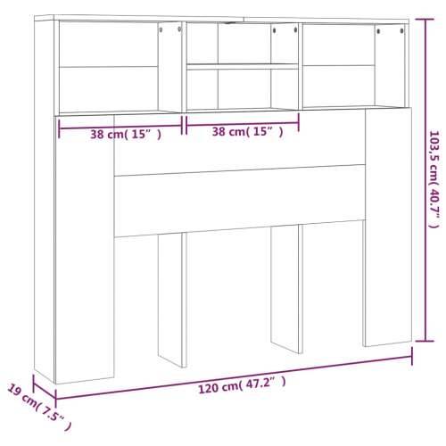 Uzglavlje s ormarićem boja dimljenog hrasta 120x19x103,5 cm - Dimljeni hrast 120 x 19 x 103.5 cm 1 Cijena