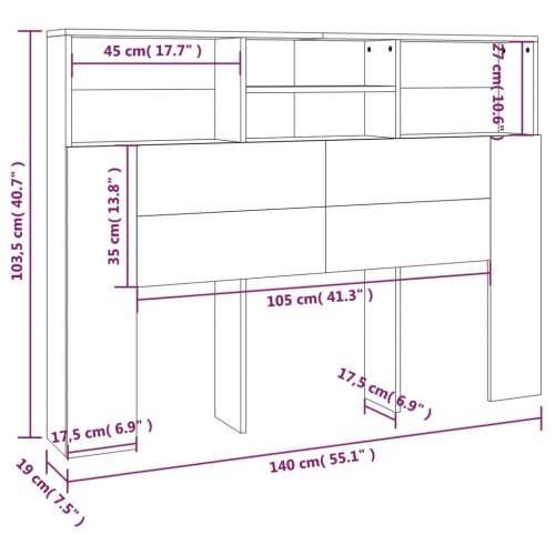 Uzglavlje s ormarićem boja smeđeg hrasta 140 x 19 x 103,5 cm - Smeđi hrast 140 x 19 x 103.5 cm 1 Cijena