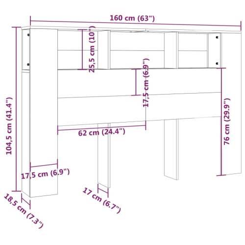 Uzglavlje s ormarićem boja hrasta sonome 160x18,5x104,5 cm - Sivi hrast sonoma 1 Cijena