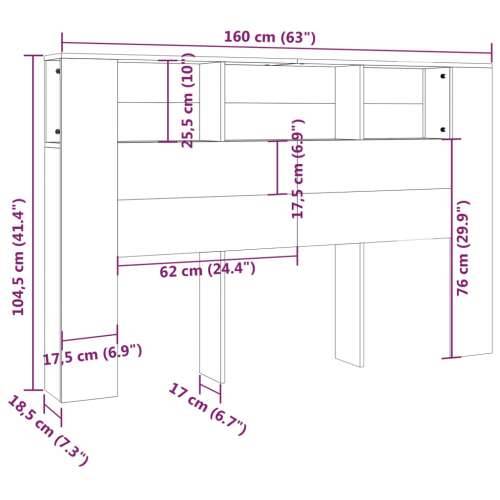 Uzglavlje s ormarićem boja smeđeg hrasta 160x18,5x104,5 cm Smeđi hrast 1 Cijena