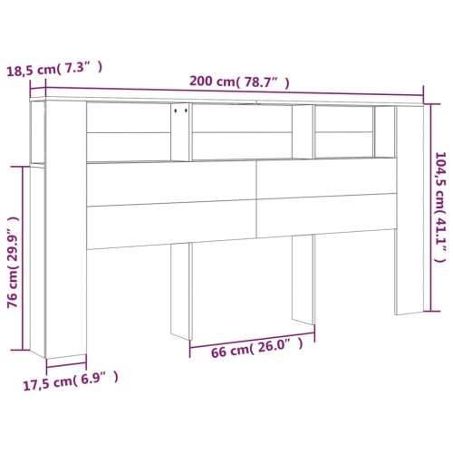 Uzglavlje s ormarićem boja hrasta sonome 200x18,5x104,5 cm - Sivi hrast sonoma 1 Cijena