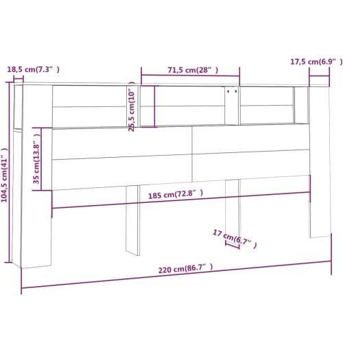 Uzglavlje s ormarićem boja dimljenog hrasta 220x18,5x104,5 cm - Dimljeni hrast 1 Cijena