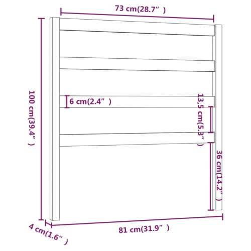 Uzglavlje za krevet sivo 81 x 4 x 100 cm od masivne borovine - Siva 81 x 100 cm 1 Cijena