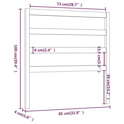 Uzglavlje za krevet crno 81 x 4 x 100 cm od masivne borovine Crna 81 x 100 cm 1 Cijena