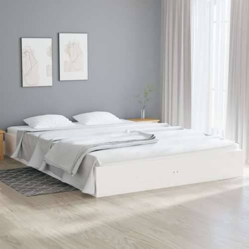 Okvir kreveta od masivnog drva bijeli 180 x 200 cm 6FT bračni Cijena