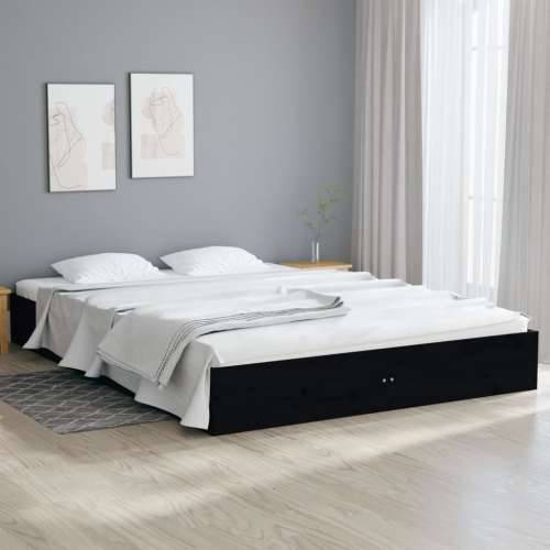 Okvir za krevet od masivnog drva crni 120 x 200 cm