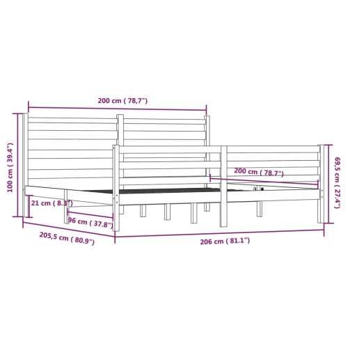 Okvir za krevet od masivne borovine 200x200 cm smeđa boja meda - boja meda 200 x 200 cm Cijena