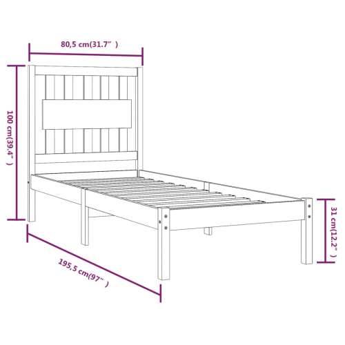 Okvir za krevet od borovine crni 75 x 190 cm jednokrevetni - Crna 75 x 190 cm Cijena