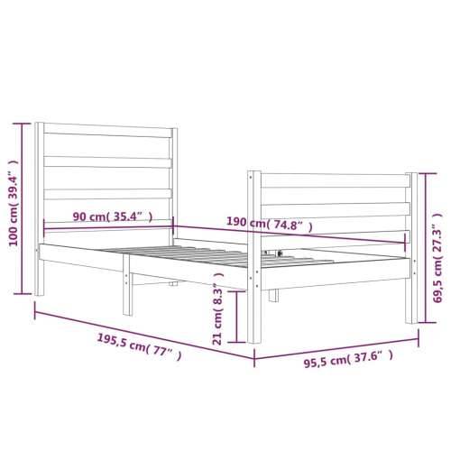 Okvir za krevet od masivne borovine 90x190 cm jednokrevetni - Prirodna 90 x 190 cm Cijena