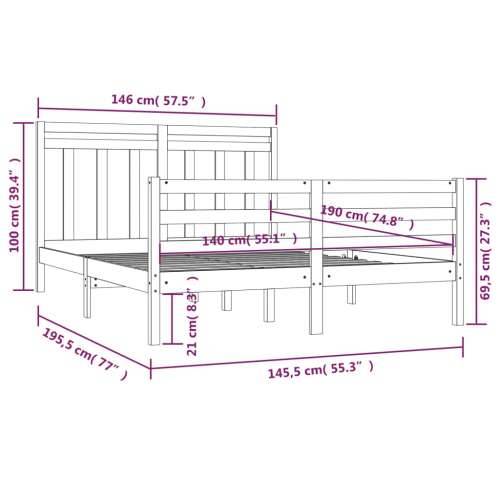 Okvir za krevet od masivnog drva 140 x 190 cm - Prirodna 140 x 190 cm Cijena