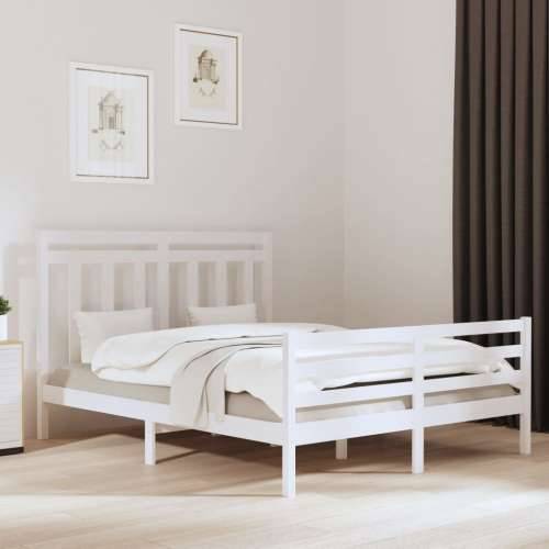 Okvir za krevet od masivnog drva bijeli 160 x 200 cm - Bijela 160 x 200 cm Cijena