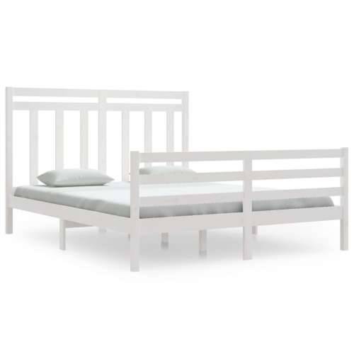 Okvir za krevet od masivnog drva bijeli 160 x 200 cm - Bijela 160 x 200 cm Cijena