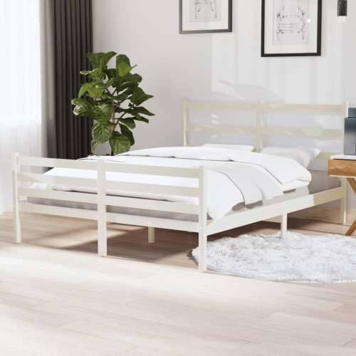 Okvir za krevet od masivne borovine 140 x 190 cm bijeli Bijela 140 x 190 cm Cijena