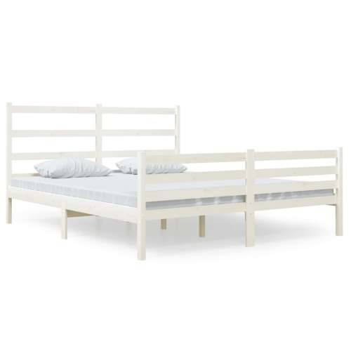 Okvir za krevet od masivne borovine 140 x 190 cm bijeli Bijela 140 x 190 cm Cijena