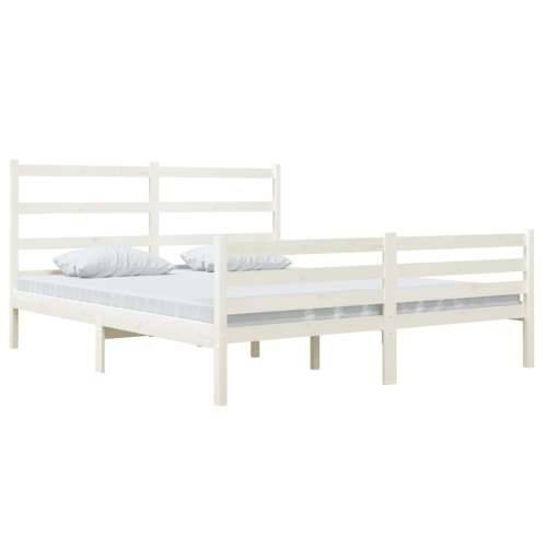 Okvir za krevet od masivne borovine 140 x 190 cm bijeli Bijela 140 x 190 cm Cijena