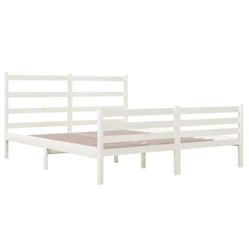 Okvir za krevet od masivne borovine 140 x 190 cm bijeli Bijela 140 x 190 cm Cijena