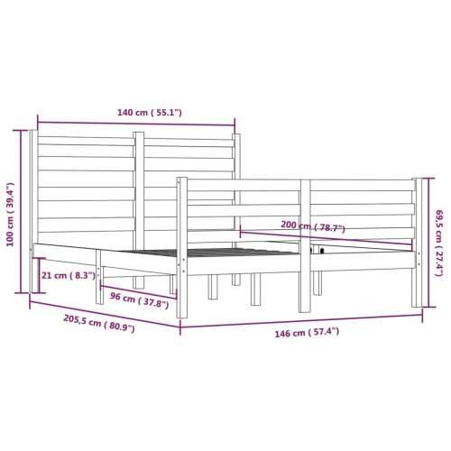 Okvir za krevet od masivne borovine 140 x 200 cm bijeli - Bijela 140 x 200 cm Cijena