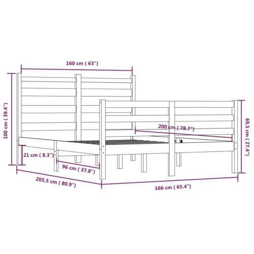 Okvir za krevet od masivne borovine 160 x 200 cm - Prirodna 160 x 200 cm Cijena